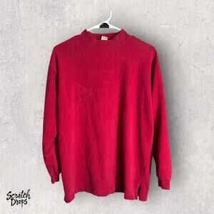 Vintage 90s Eddie Bauer Red Long Sleeve Shirt Size Medium Retro Pullover Sweater